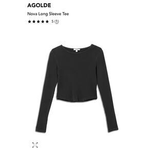 NWT Agolde Nova Ribbed Crop Long Sleeve Tee in Carbon - XL